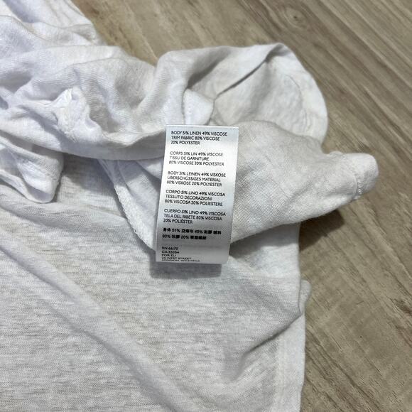 Free People Keep It Casual White Linen Blend Oversized Boho Split Tee Size XS - Picture 8 of 9